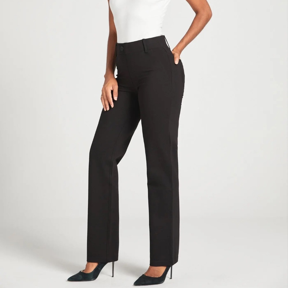 Betabrand Women Two Pocket Dress Pants Sz L Petite Yoga Pants Straight Black